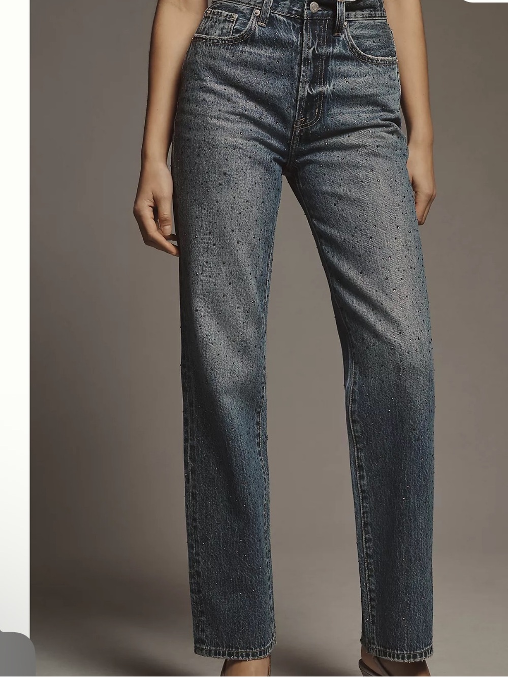 New! pistola Dark Wash Blue Straight Leg Jeans with Sparkles